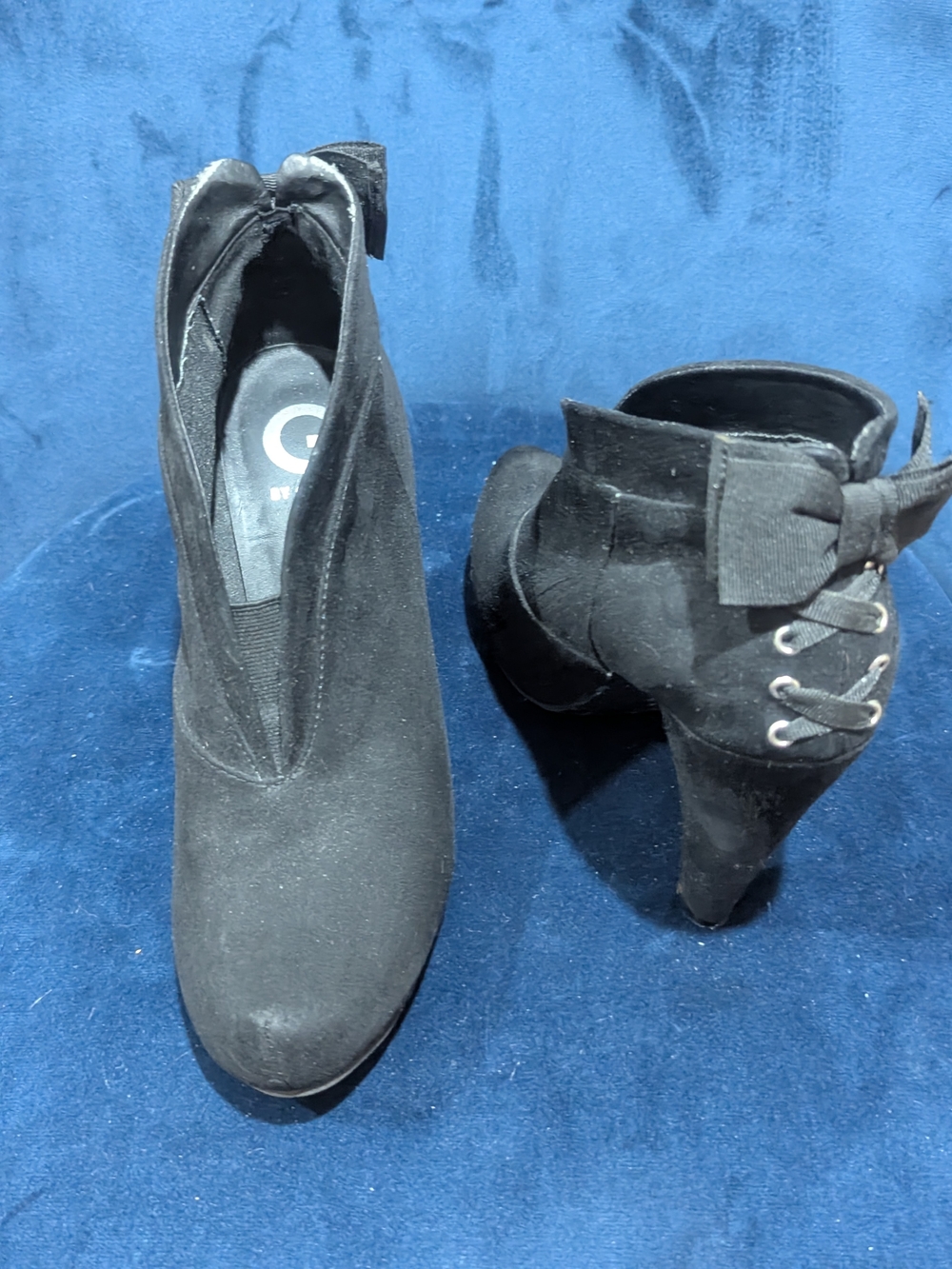 Guess Black Suede-Look Ankle Booties with Back Bow